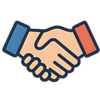 Handshake icon in flat style, partnership and agreement symbol for business apps, contracts, deals, collaboration tools, and corporate communication platforms png