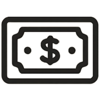 Black outline paper money icon, currency note symbol for budgeting apps, banking UI, fintech interfaces, financial dashboards, and e-commerce designs png