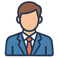 Flat businessman avatar icon with suit and tie, professional user profile symbol for business apps, HR platforms, corporate websites, and networking dashboards png