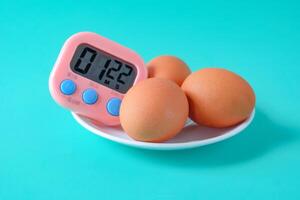 Brown egg boiled with Egg timer, photo