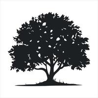 Stylized silhouette of a lush tree with a thick trunk and full canopy vector