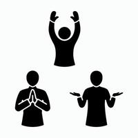 Three human figures depicting different poses and emotions vector