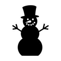 Simple black silhouette of a snowman wearing a top hat vector