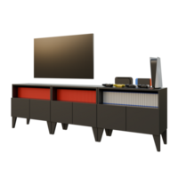 Black TV Table Set Left Side View 3D Rendering Illustration png
