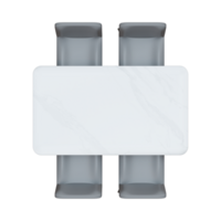 White Dining Table Set Top View 3D Render Illustration png