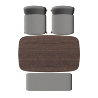 Wood Dining Table Set Top View 3D Render Illustration. png