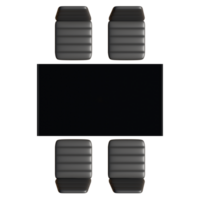 Black Dining Table Set Top View 3D Render Illustration png