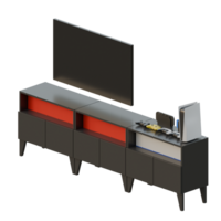 Black TV Table Top Right View 3D Rendering Illustration png