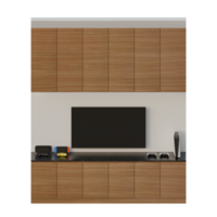 Dark Wood TV Table Set Top Front View 3D Render Illustration png