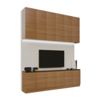 Dark Wood TV Table Set Left Side View 3D Render Illustration png