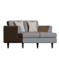 Grey Two Seater Sofa Side View 3D Render Illustration png