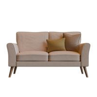 Beige Two Seater Sofa Front View 3D Render Illustration png