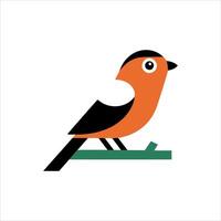 Stylized orange and black bird perched on a green branch vector