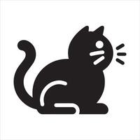 Simple black silhouette of a sitting cat with whiskers vector