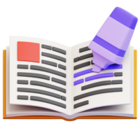 An open book being highlighted by a highlighter, symbolizing learning and knowledge png