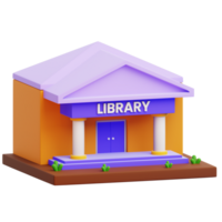 A vibrant, stylized illustration of a library building. This charming image embodies the essence of knowledge and learning, the architectural structure beckons with an inviting aura png
