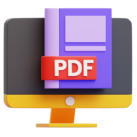 A modern digital illustration showcases a screen, book, and PDF emblem, signifying online resources and e-learning png