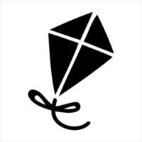 simple black silhouette of a diamond shaped kite with a string vector