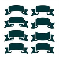Collection of eight dark teal ribbon banners on a white background vector