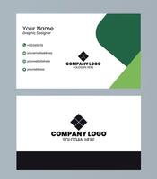 Modern graphic designer business card with green and white geometric accents vector