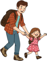 father and his Child Walking Together png