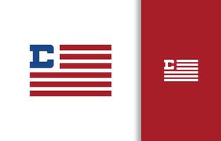 LETTER C FLAG LOGO WITH BLUE AND RED COLOR vector