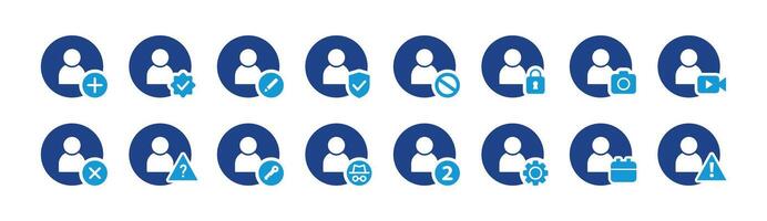 Icon Set of User, Avatar, Add, Verified, Secure, Private, Profile, Account Setting and More. Perfect for presentations, Website and app designs. Icon Blue Style vector