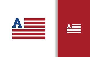 LETTER A FLAG LOGO WITH BLUE AND RED COLOR vector