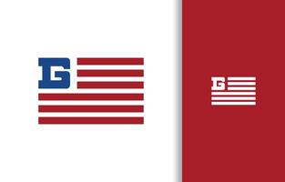 LETTER G FLAG LOGO WITH BLUE AND RED COLOR vector