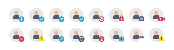 Icon Set of User, Avatar, Add, Verified, Secure, Private, Profile, Account Setting and More. Perfect for presentations, Website and app designs. Icon Flat Style vector