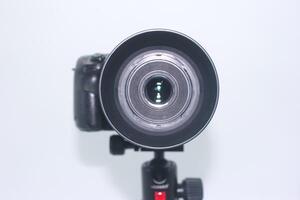 Camera lens ready for a dynamic photography session indoors while capturing unique perspectives on various subjects photo