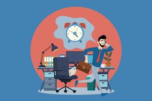 Busy Businessman Running with Phone. man who was late for a business meeting and ran there. vector