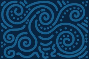 Seamless Dark Blue Abstract Pattern with Swirl Lines vector