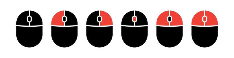 Computer mouse icons with buttons set vector