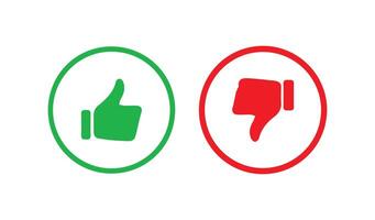 Thumb up, thumb down, like and dislike icons buttons collection. Silhouette and outline circle style vector