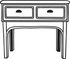 Two drawer wooden console table isolated on white background vector