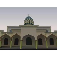 Mosque with intricate green dome vector