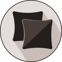 Cozy pillow icon, featuring a sleek flat design that embodies relaxation and home decor. png