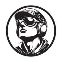 Simple airman or pilot silhouette mascot element vector
