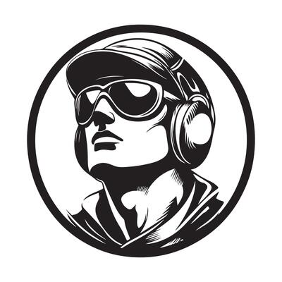 Simple airman or pilot silhouette mascot element