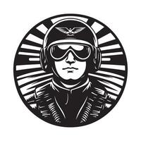 Aviator Pilot Stock Illustrations on whitebbackground. vector