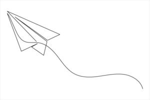 Minimalist drawing of paper airplane using simple continuous line vector