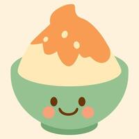 Cute Japanese Shaved Ice Dessert with Smiling Face vector