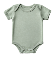 A comfortable light green short sleeve baby bodysuit is isolated. This soft infant clothing item features snaps and is suitable for newborns. png