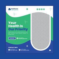 Health Clinic service Banner and Social Post Design Template vector