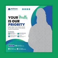 Clinic Services Web Banner and Health Post Template vector