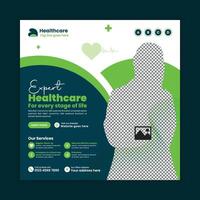 Medical services web post template for appointment booking, healthcare clinic and doctor online scheduling design vector