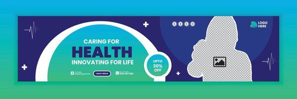 Medical, healthcare services social media cover and web header design vector