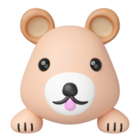 Cute 3D render of a charming light brown cartoon bear character with paws, peeking up from the bottom edge. Playful mascot illustration for kids content or apps. png