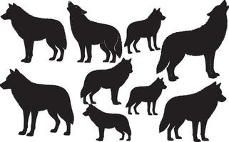 Wolf Silhouette on White Background collection vector